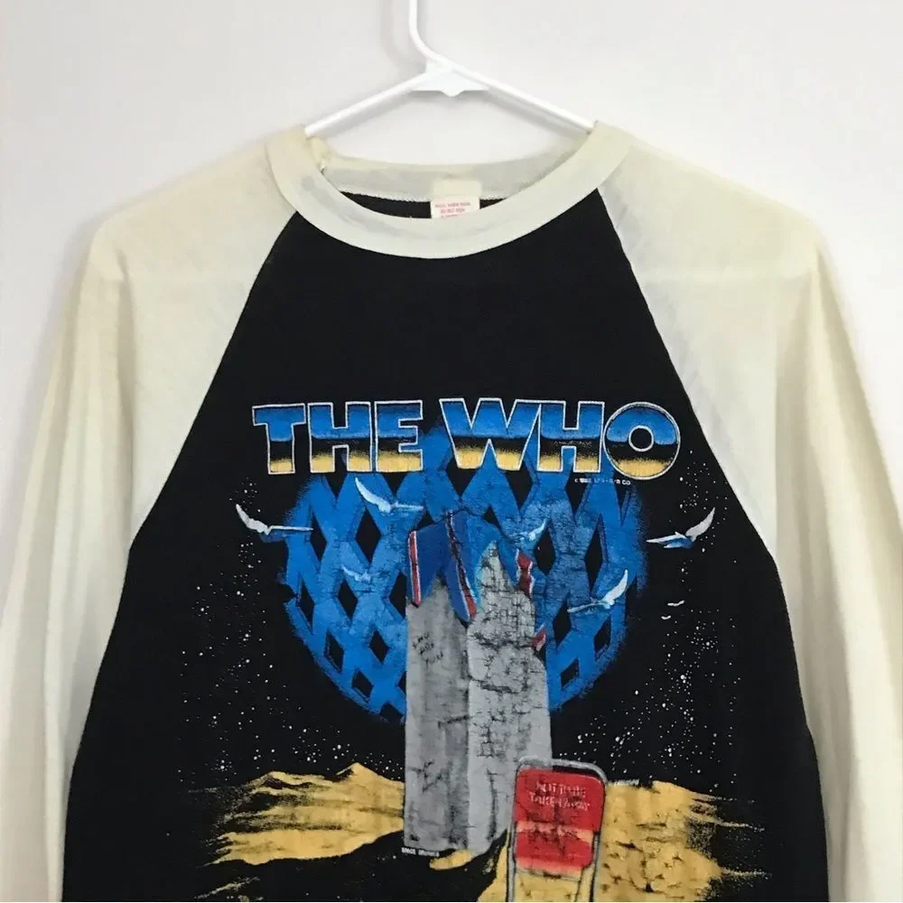 Vintage 80s The Who Long Sleeve Black Tee Tshirt Men Sz M 1982 American Tour Top